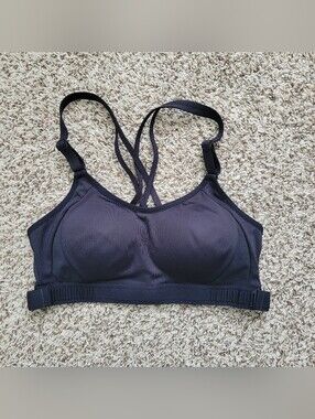 All In Motion Sports Bra Racerback Crossback Black Adjustable Band Small